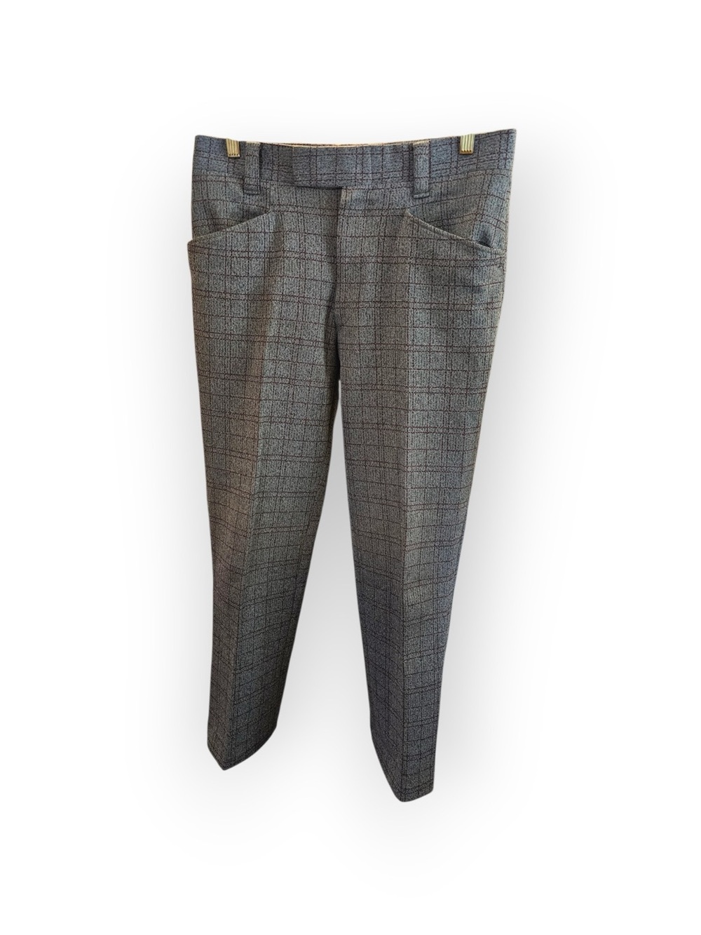 Vintage Men's Gray Plaid Dress Pants Trousers 30x30 Retro Western Pockets